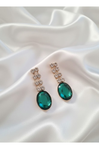 Yeşil Taşlı Abiye Küpe