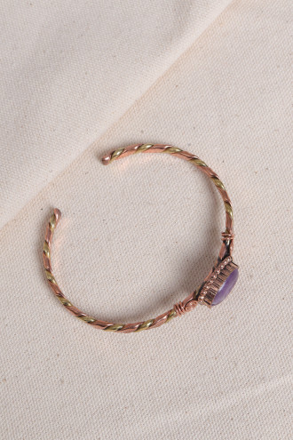 Ametist Taşlı Rose&Gold Kollu Bakır Bilezik