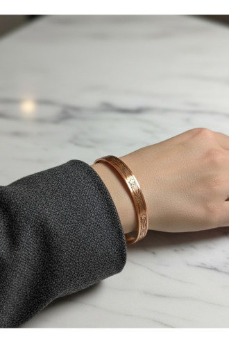 Lale Figürlü Saf Bakır Bilezik