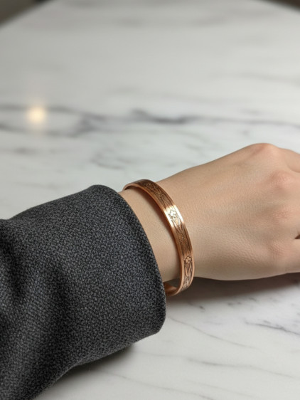 Lale Figürlü Saf Bakır Bilezik