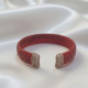İki Ucu Taşlı Gümüş Aparatlı Vatoz Derisi Kırmızı Bileklik