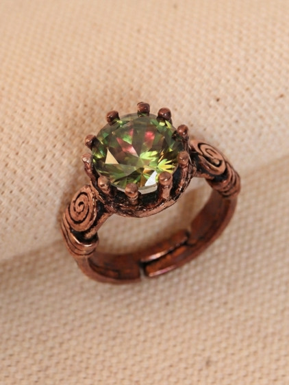 Mistik Topaz Taşlı Saf Bakır Otantik Yüzük