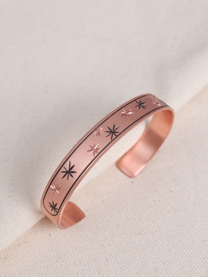 Yıldız Figürlü Saf Bakır Bilezik