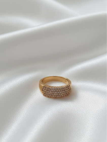 Gold Renk Zirkon Taşlı Yüzük