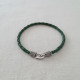 925 Ayar Gümüş, Deri Kordonlu Yeşil Erkek Bilekliği
