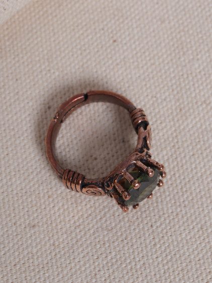 Mistik Topaz Taşlı Saf Bakır Otantik Yüzük