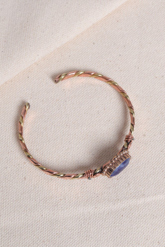 Lapis Taşlı Rose&Gold Kollu Bakır Bilezik