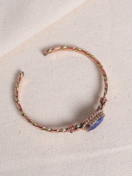 Lapis Taşlı Rose&Gold Kollu Bakır Bilezik