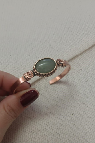 Aventurin Taşlı Düz Bakır Bilezik