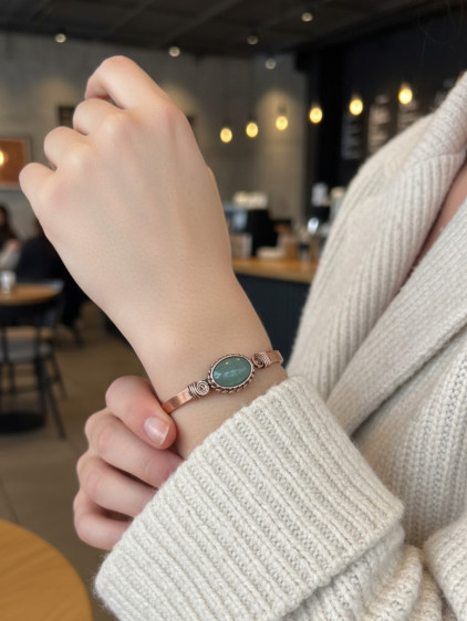 Aventurin Taşlı Düz Bakır Bilezik Aventurin Taşlı Düz Bakır Bilezik