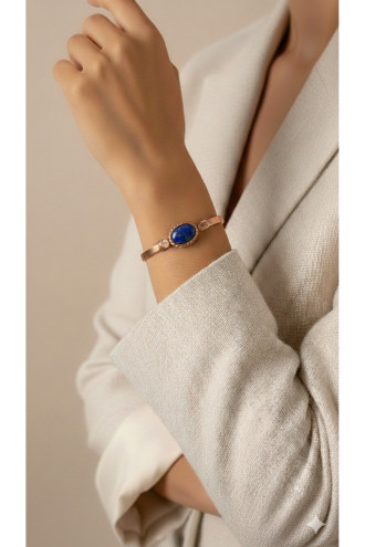 Lapis Taşlı Düz Bakır Bilezik