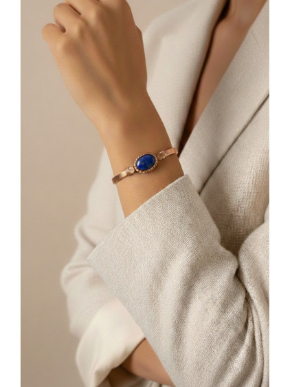 Lapis Taşlı Düz Bakır Bilezik