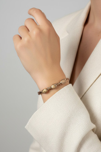 3lü Jasper Taşlı İki Renk Burgulu Bakır Bilezik