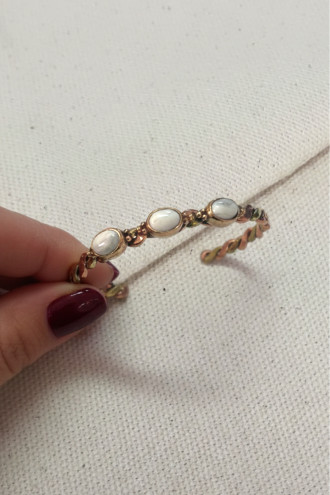 3lü Havlit Taşlı İki Renk Burgulu Bakır Bilezik