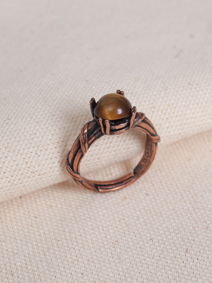 Kaplangözü Taşlı Tırnaklı Ayarlanabilir Bakır Yüzük Kaplangözü Taşlı Tırnaklı Ayarlanabilir Bakır Yüzük