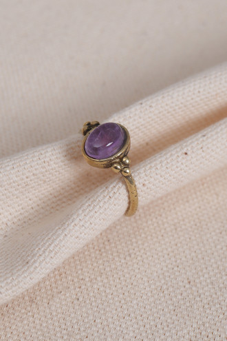 Ametist Taşlı Ayarlanabilir Oval Otantik Yüzük