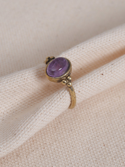 Ametist Taşlı Ayarlanabilir Oval Otantik Yüzük