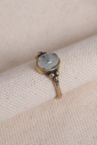 Beyaz Kuvars Taşlı Ayarlanabilir Oval Otantik Yüzük