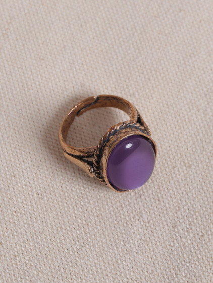 Saydam Mor Taşlı Otantik Yüzük