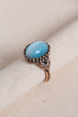 Mavi Kedi Gözü Taşlı Otantik Yüzük