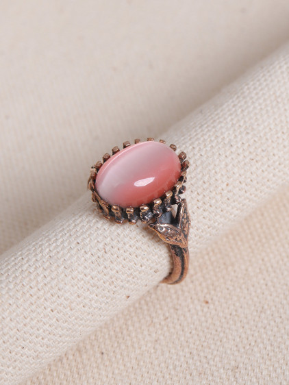 Turuncu Kedi Gözü Taşlı Otantik Yüzük Turuncu Kedi Gözü Taşlı Otantik Yüzük