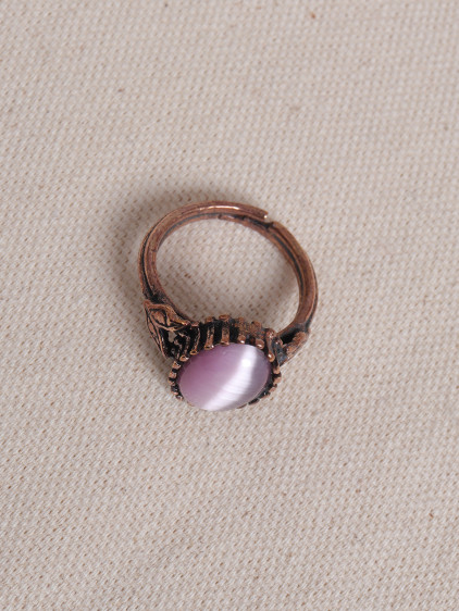 Lila Kedi Gözü Taşlı Otantik Yüzük