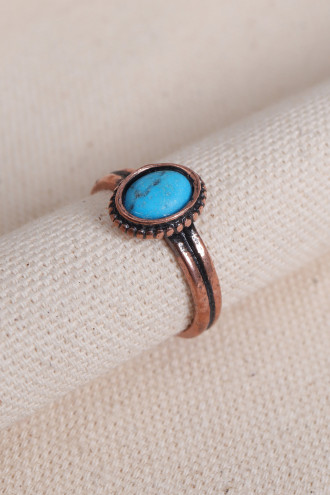 Firuze Taşlı Bakır Yüzük