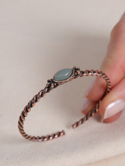 Aventurin Taşlı Ayarlanabilir Burgulu Bakır Bilezik Aventurin Taşlı Ayarlanabilir Burgulu Bakır Bilezik