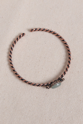 Aventurin Taşlı Ayarlanabilir Burgulu Bakır Bilezik