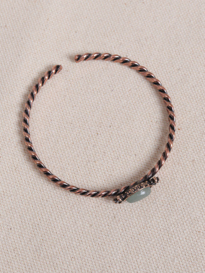 Aventurin Taşlı Ayarlanabilir Burgulu Bakır Bilezik Aventurin Taşlı Ayarlanabilir Burgulu Bakır Bilezik