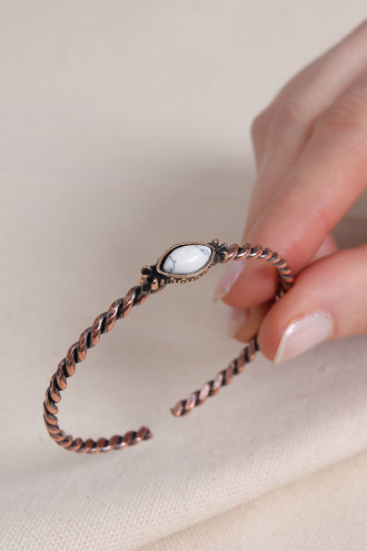 Havlit Taşlı Ayarlanabilir Burgulu Bakır Bilezik