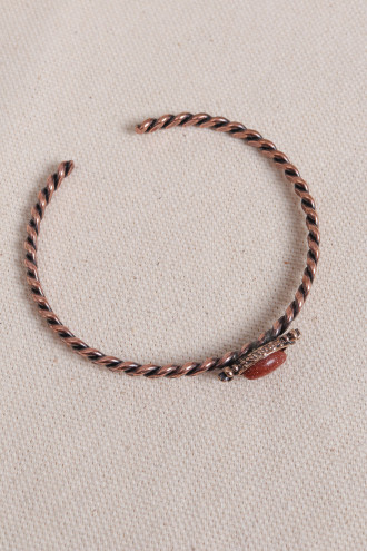 Yıldız Taşlı Ayarlanabilir Burgulu Bakır Bilezik