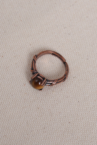 Kaplangözü Taşlı Tırnaklı Ayarlanabilir Bakır Yüzük