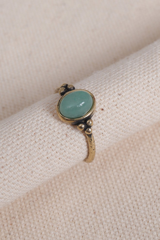 Aventurin Taşlı Ayarlanabilir Oval Otantik Yüzük