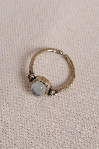 Beyaz Kuvars Taşlı Ayarlanabilir Oval Otantik Yüzük