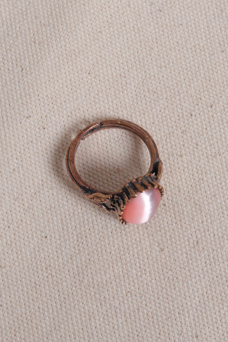 Turuncu Kedi Gözü Taşlı Otantik Yüzük