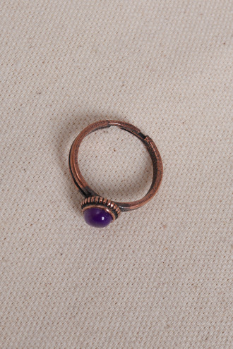 Mor Taşlı Bakır Yüzük
