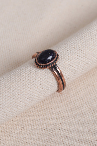 Siyah Yıldız Taşlı Bakır Yüzük