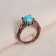 Turkuaz Taşlı Tırnaklı Ayarlanabilir Bakır Yüzük