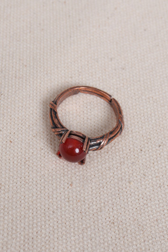 Akik Taşlı Tırnaklı Ayarlanabilir Bakır Yüzük