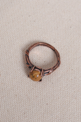 Jasper Taşlı Tırnaklı Ayarlanabilir Bakır Yüzük