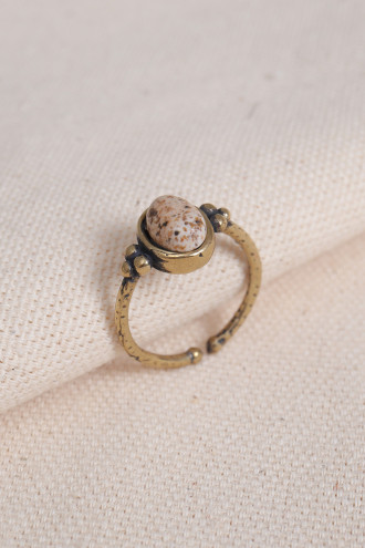 Jasper Taşlı Ayarlanabilir Oval Otantik Yüzük