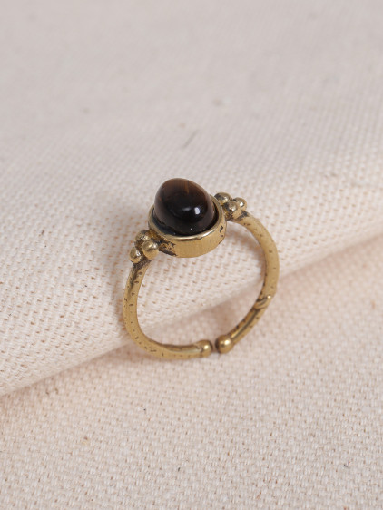 Kaplan Gözü Taşlı Ayarlanabilir Oval Otantik Yüzük