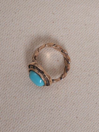 Turkuaz Taşlı Burgulu Otantik Yüzük