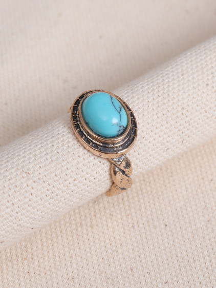 Turkuaz Taşlı Burgulu Otantik Yüzük
