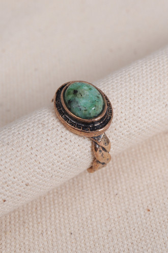 Yeşil Taşlı Burgulu Otantik Yüzük