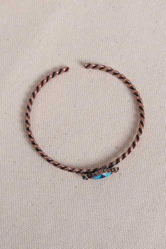 Firuze Taşlı Ayarlanabilir Burgulu Bakır Bilezik