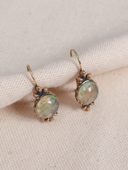 Rutil Kuvars Taşlı Otantik Küpe