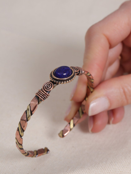 Lapis Taşlı Burgulu Bakır Bilezik