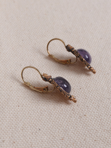 Ametist Taşlı Otantik Küpe